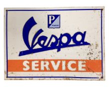 A Piaggio Vespa service tin sign, 40cm by 30cm.