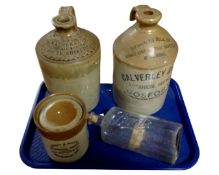 A tray of Boots Chemist glass bottle, Army and Navy Co-operative society lidded pot,