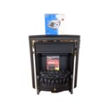 A Be Modern coal effect electric fire together with an Omron blood pressure monitor.