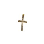 An 18ct yellow gold diamond cross pendant, the seventeen diamonds approximately 0.6ct.