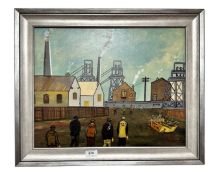 Rupert : Coal miners attending work, oil on canvas, 49cm by 39cm.