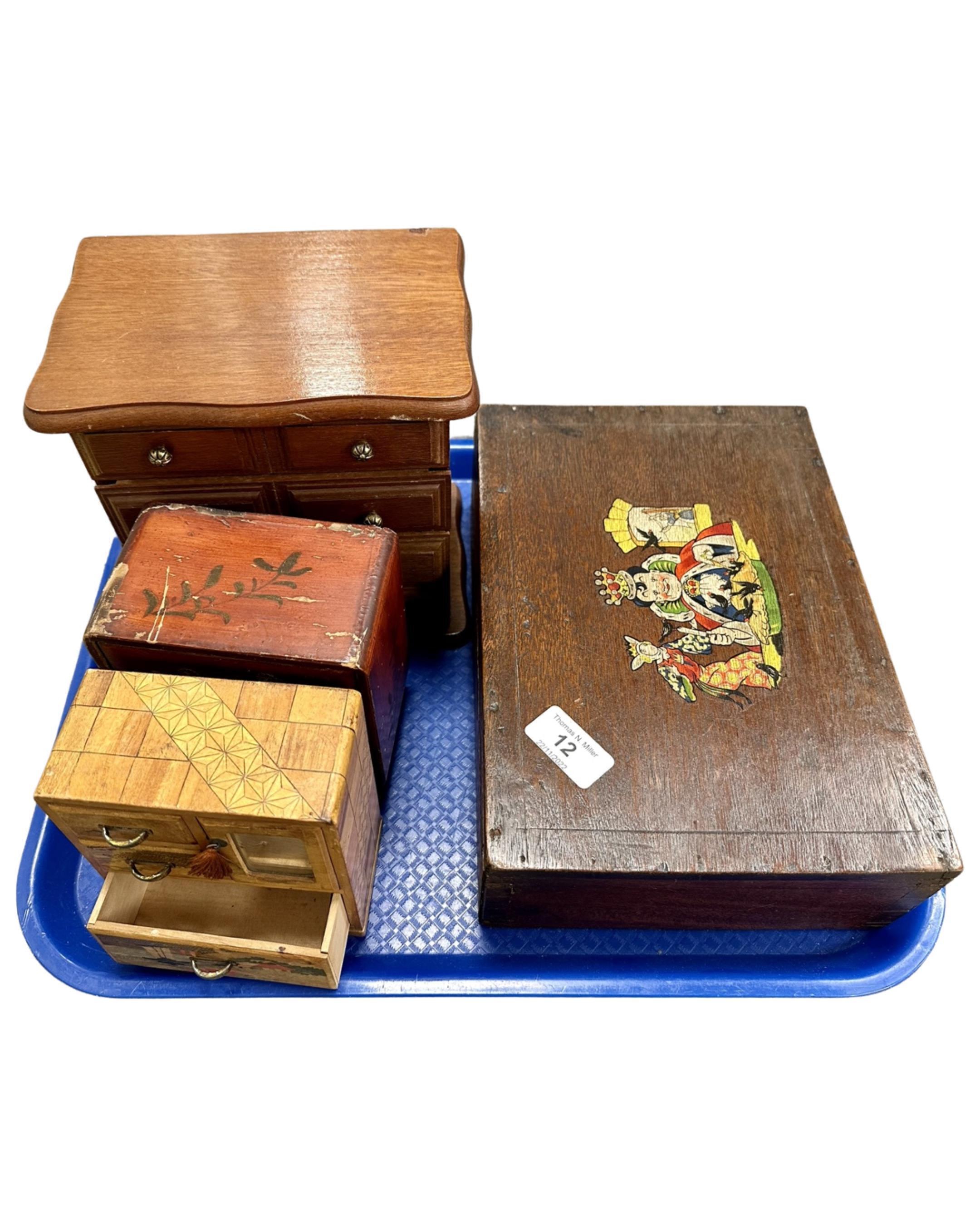 An old wooden box with transfer printed lid 'Old King Cole',