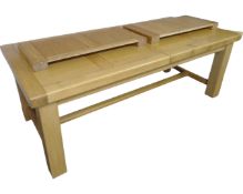 A good quality contemporary light-oak refectory dining table with two leaves 78 cm x 221 cm x 100