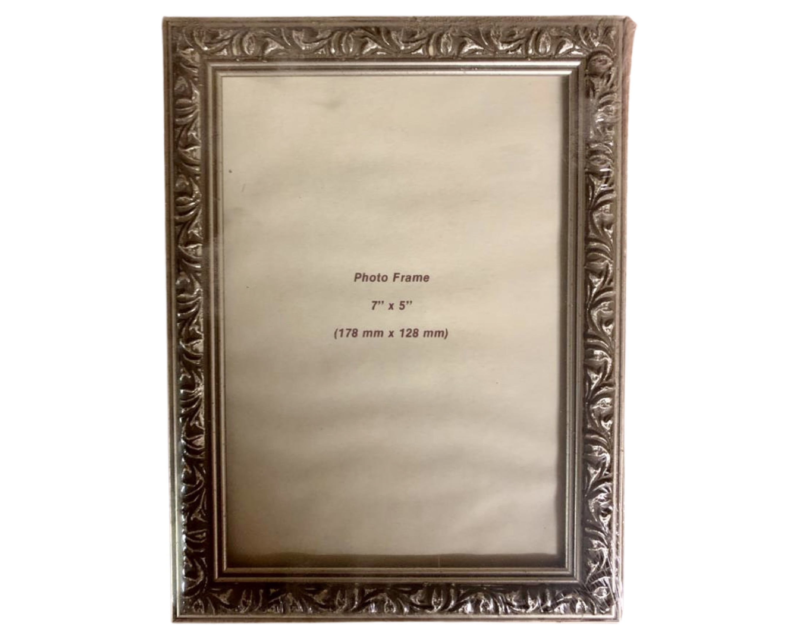 One crate containing forty one 7" x 5" silvered embossed finish photo frames,