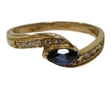 A synthetic sapphire ring, foreign marks, stamped 800, size M CONDITION REPORT: 2.8g.