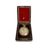 A French Vulcain 18ct gold open faced pocket watch, in wooden watch box.