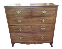 A George III mahogany chest of five drawers.