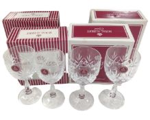 Two sets of four Royal Albert crystal wine glasses (boxed).