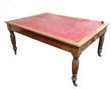A 19th century mahogany library table with a leather inset panel a/f CONDITION REPORT: