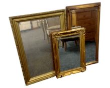 Three gilt framed mirrors.