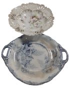 A 19th century Copeland blue and white tureen stand together with a further 19th century pierced