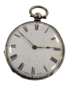 A silver cased fob watch.