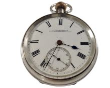 A silver cased pocket watch, Birmingham hallmarks, retailed by D. C.