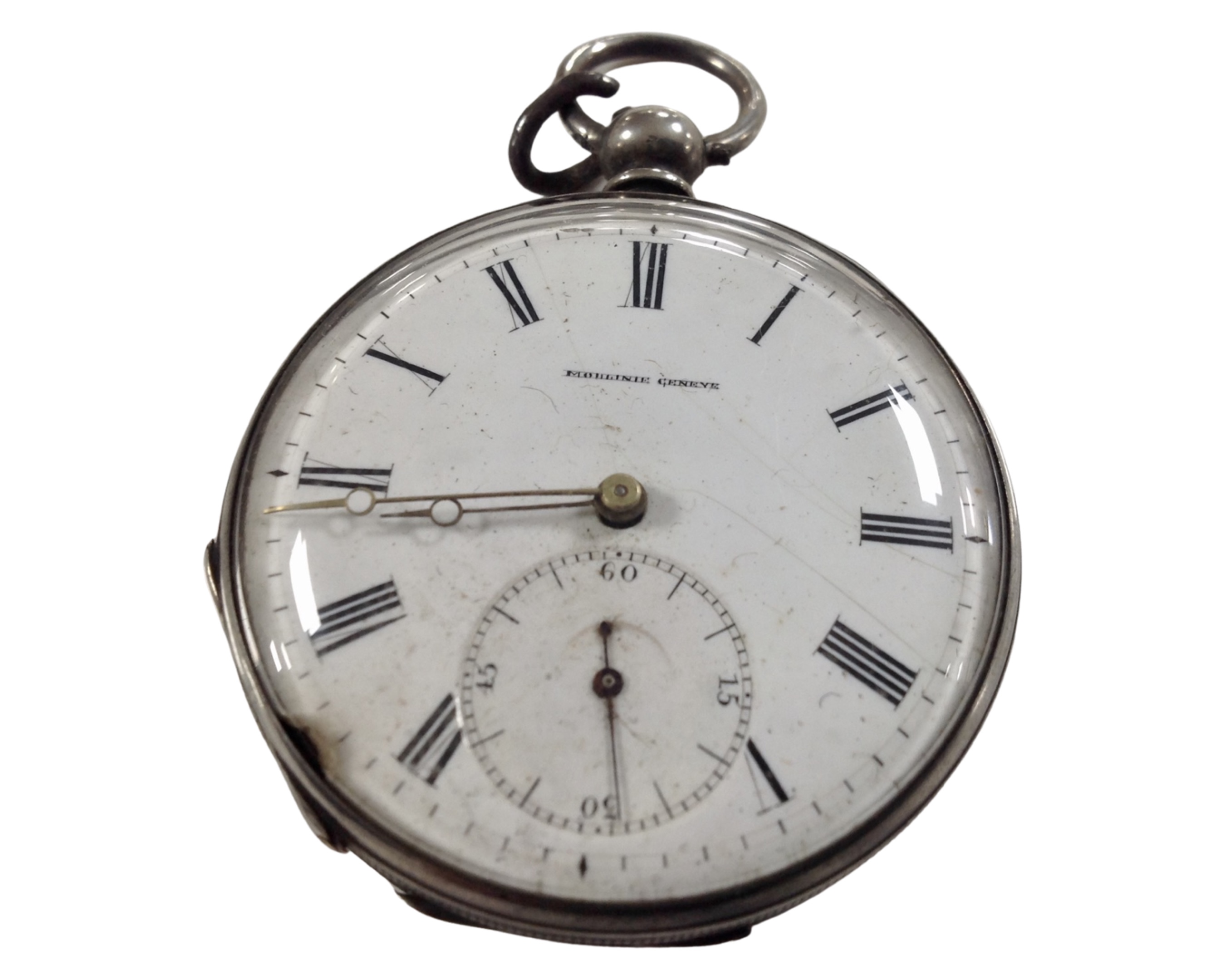 A silver cased pocket watch.