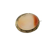 An antique agate brooch in gold mount