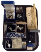 A tray containing a collection of assorted costume jewellery, lady's and gent's wristwatches,