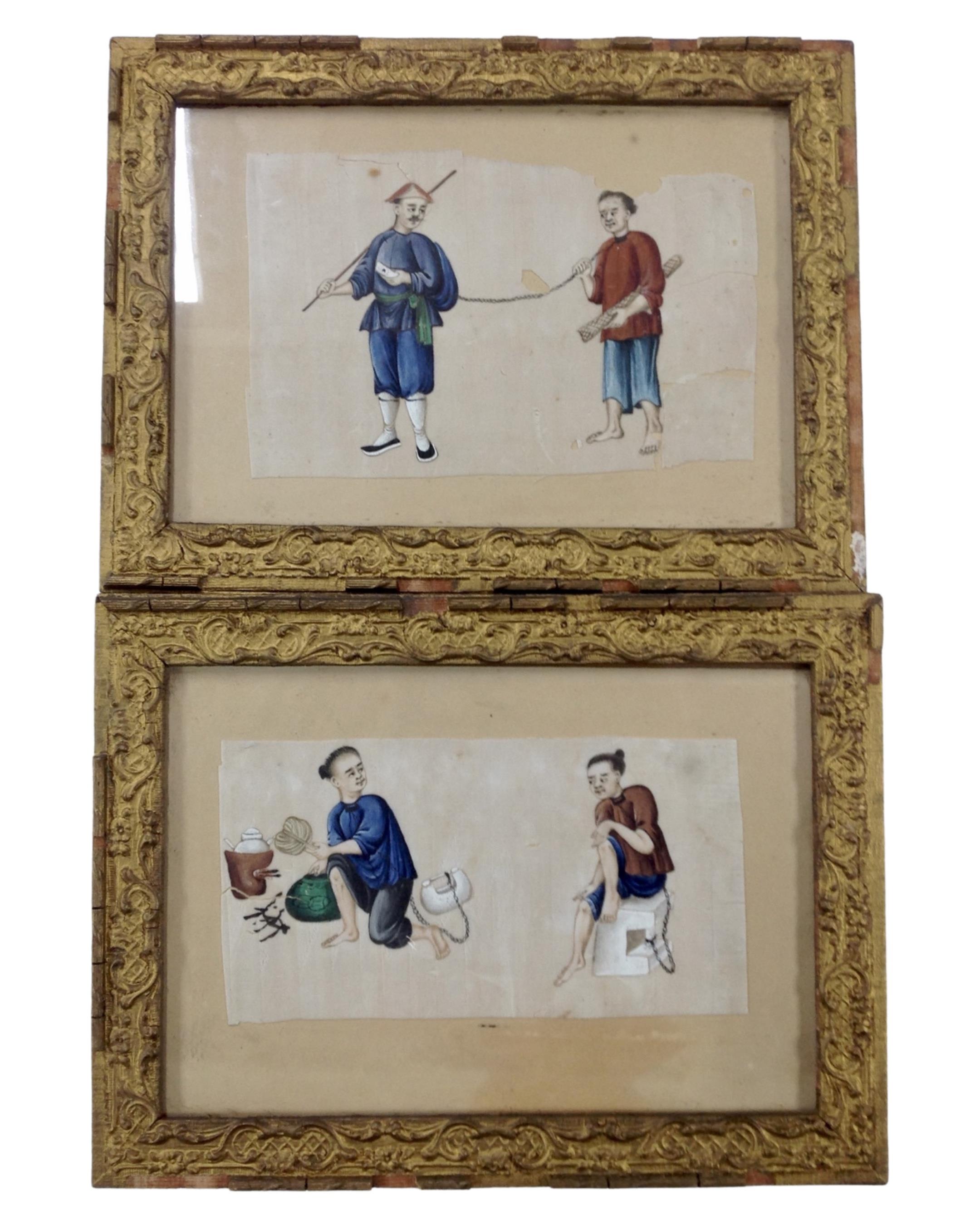 Two 19th century Chinese paintings on pith,