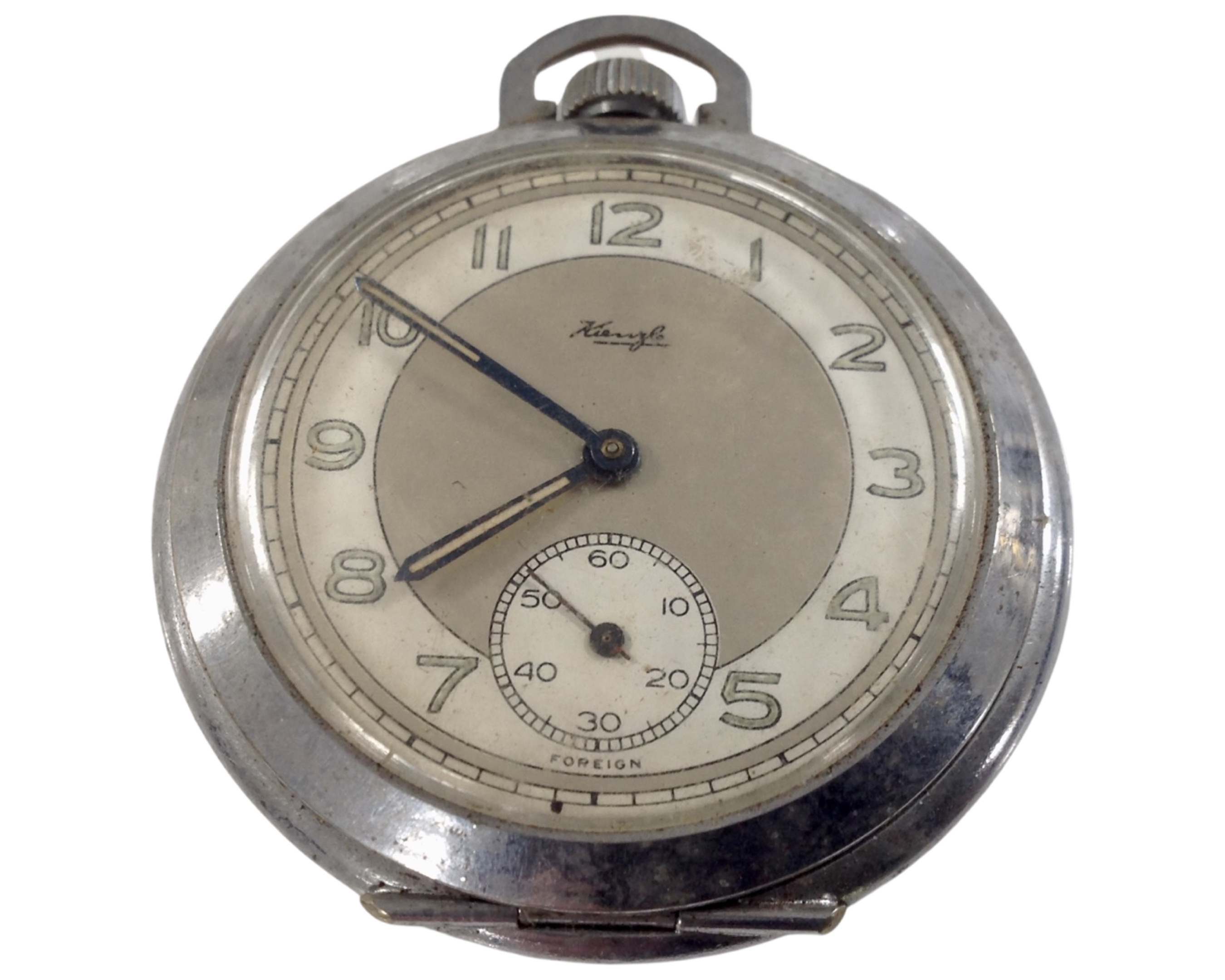 A chrome cased Art Deco pocket watch.