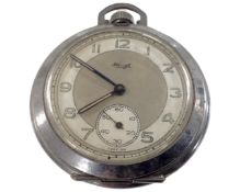 A chrome cased Art Deco pocket watch.