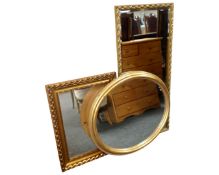 Three gilt framed mirrors