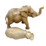 A large wooden elephant figure, height 21 cm,
