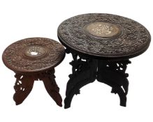 Two Eastern carved hardwood plant tables.