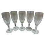 A set of five Waterford Crystal 'Colleen' champagne glasses, height 18.75cm.