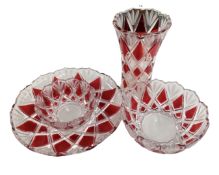 Four pieces of Czech two-tone glass