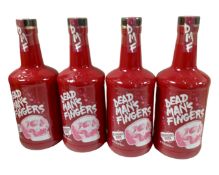 Four bottles of Dead Man's Fingers rum, Raspberry, 1 litre.