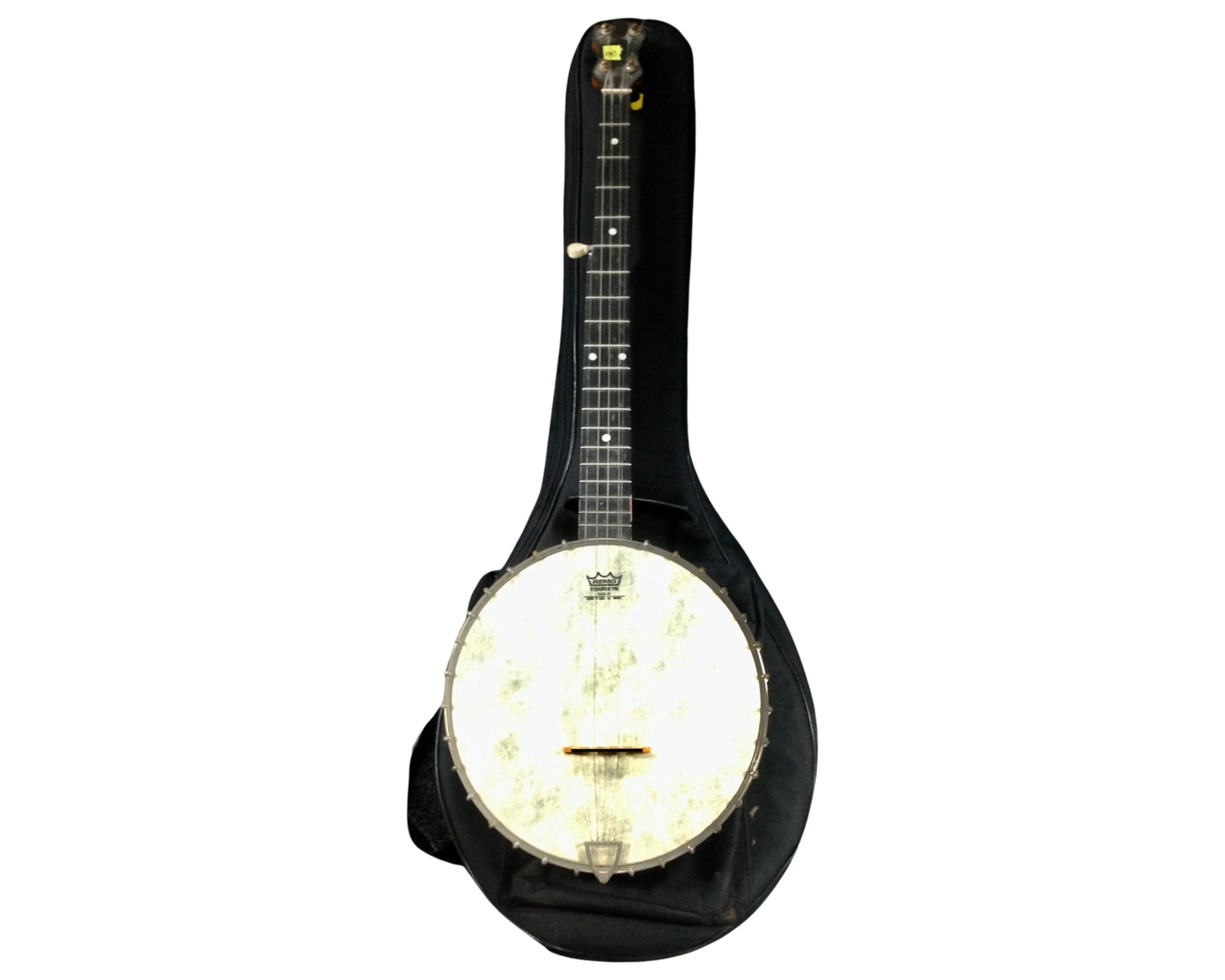A five string open back banjo