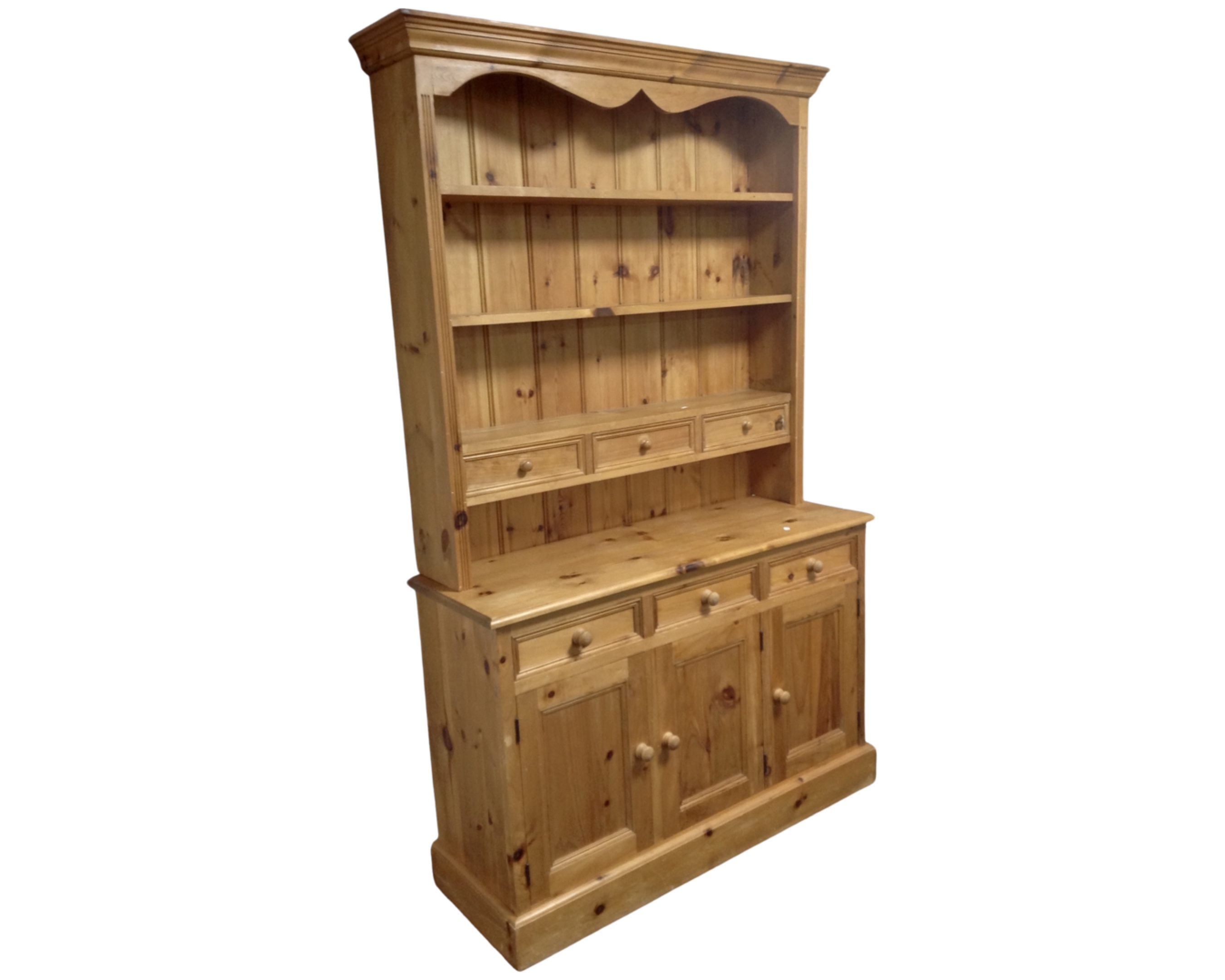 A pine triple door farmhouse dresser.