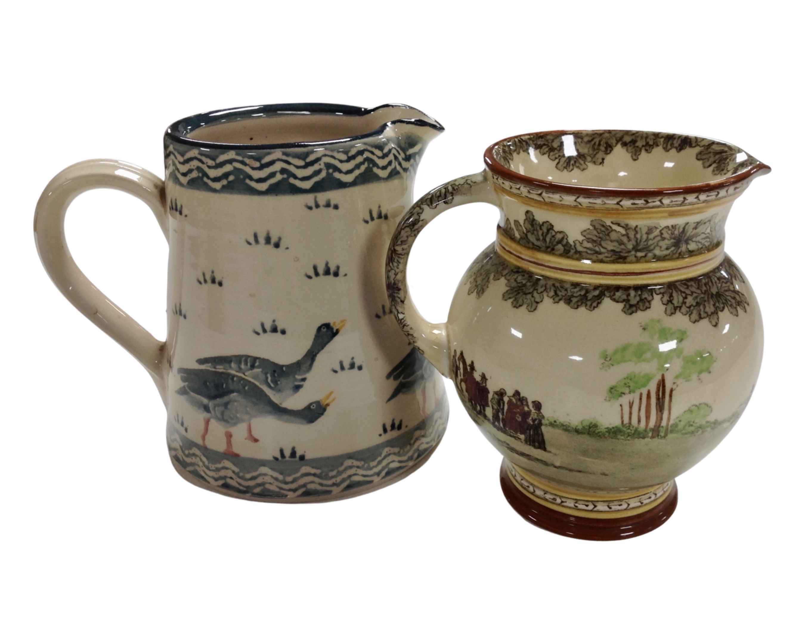 A Royal Doulton jug together with a further ceramic jug depicting ducks.