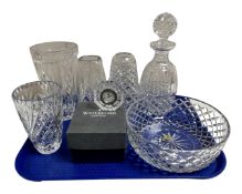 A Waterford Crystal decanter with stopper, height 28cm,