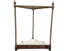 A 19th century brass corner stick stand with lift out tray.