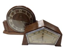 Two Art Deco mantel clocks.