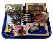 A tray containing Britains toys including military Land Rover (boxed), naval cannon (boxed),