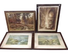 Two Edwardian framed prints, Sunrise on Loch Katrine and Sunset on the Loch,