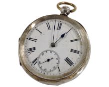 A silver cased pocket watch.