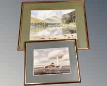 Four John J. Kerr watercolours and oil paintings, framed.