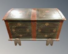 A 19th century Scandinavian painted pine marriage chest.