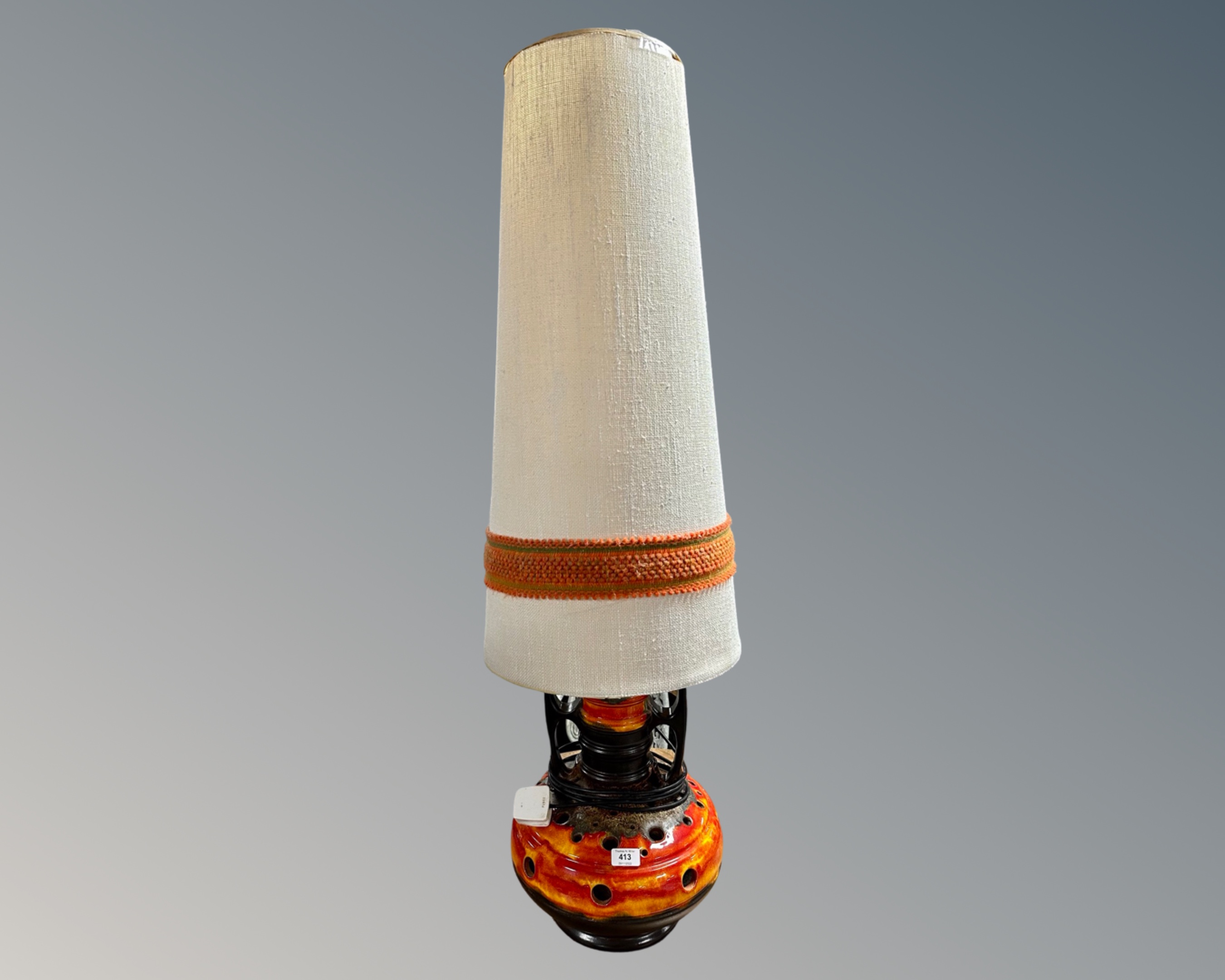 A 1970s West German fat lava lamp "Herdo" with shade.