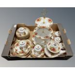 Thirty pieces of Royal Albert Old Country Roses tea china including teapot, cake stand etc.