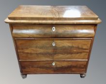 A 19th century continental mahogany three drawer chest.