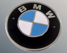 An aluminium BMW wall plaque.