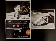 Official NASA lithographs of the solar system and Apollo 11 and a NASA Sun,