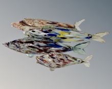 Four 20th century Murano glass fish ornaments.