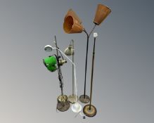 Six assorted mid-20th century and later continental floor lamps.