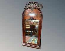 A 19th century mahogany hall mirror (crest a/f)