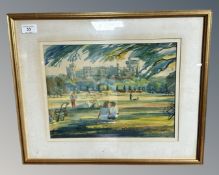 R E Lumley (Illustrator of Ladybird Books) : Windsor Castle, watercolour, 34 cm x 26 cm, signed,