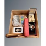 A box of Gent's watches, compacts,